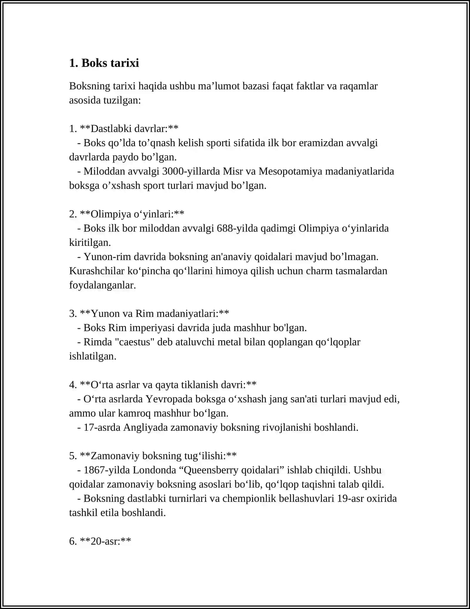 MUSTAQIL ISH Mavzu: BOKS 3