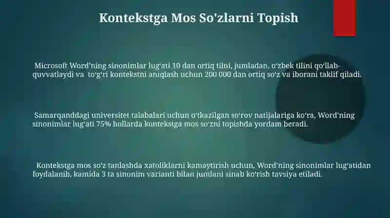 Microsoft Word dasturida tezaurslar bilan samarali ishlash 3