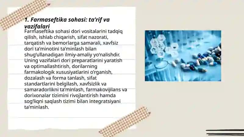 Farmaseftika sohasi: taʼrif va vazifalari 3