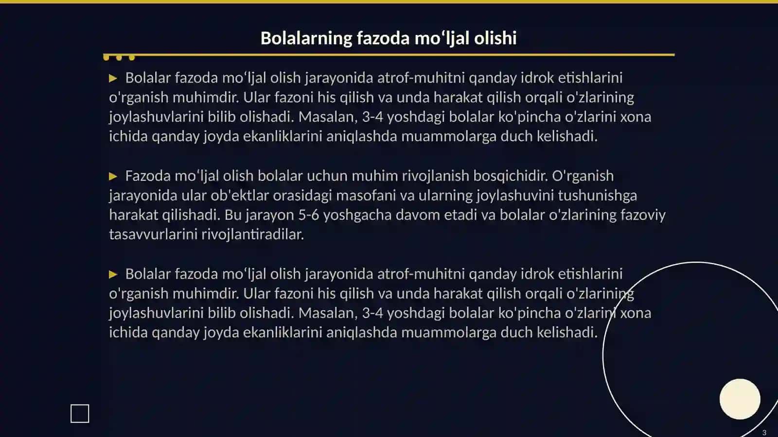 Bolalarning fazoda moʻljal olishi 3
