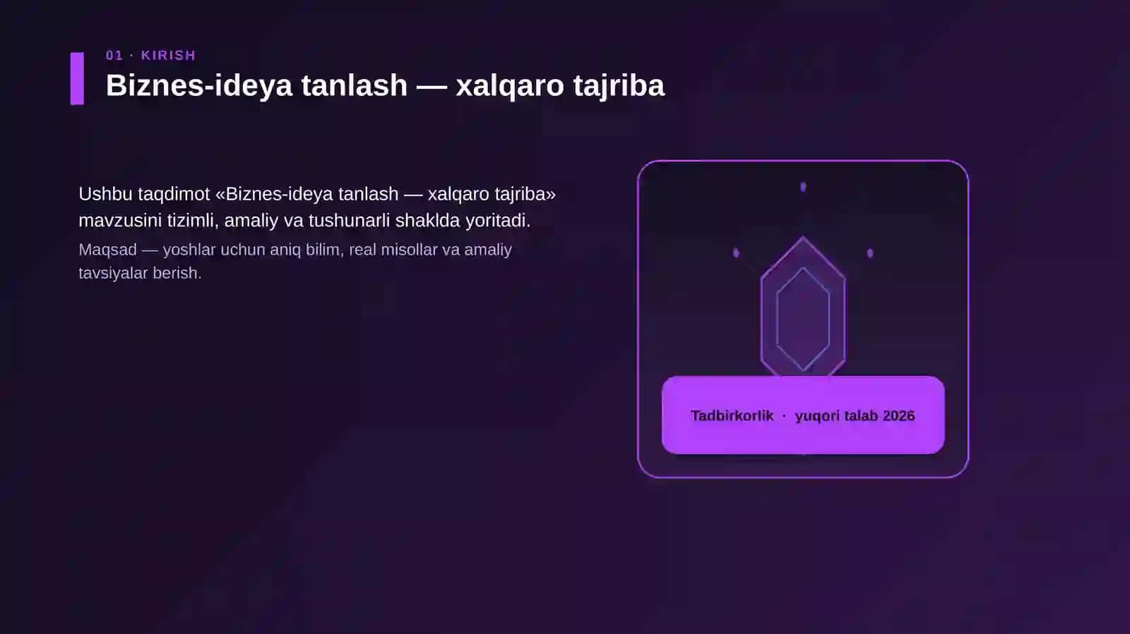 Biznes-ideya tanlash — xalqaro tajriba 3