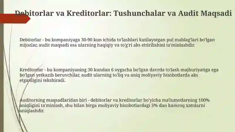 Debitorlar va Kreditorlar Auditining Asoslari 3