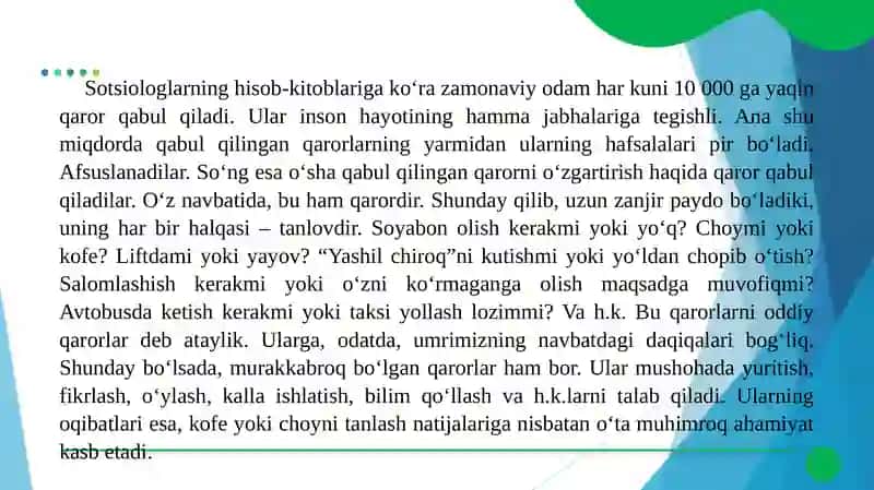 SHAXSIY MOLIYANI REJALASHTIRISHDA QARORLAR QABUL QILISH 3