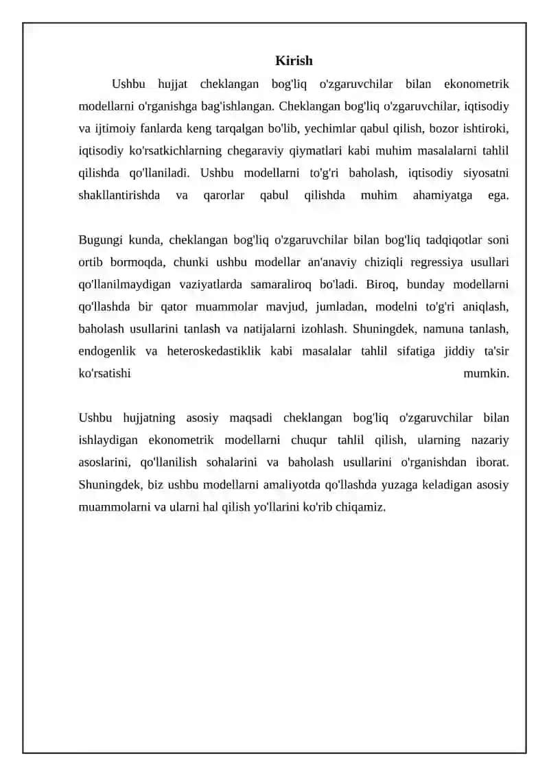 Cheklangan tobe o'zgaruvchili modellar 3