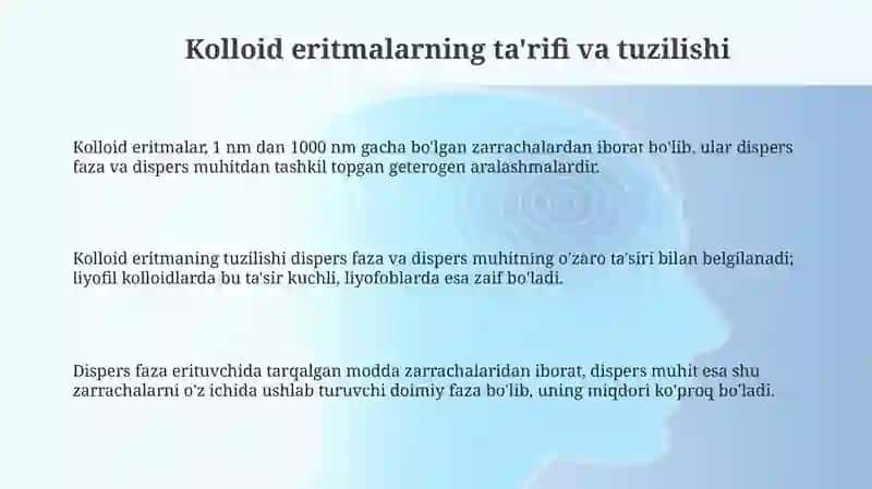 Kolloid eritmalar:tuzilishi sinflanishi va xosisalari 3