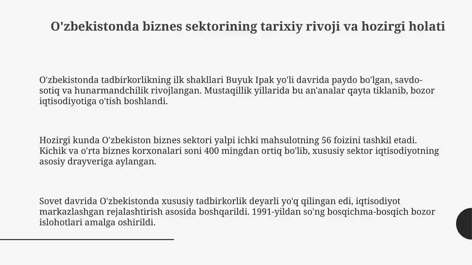 O'zbekiston Respublikasida biznes sohasi rivojlanishi 3