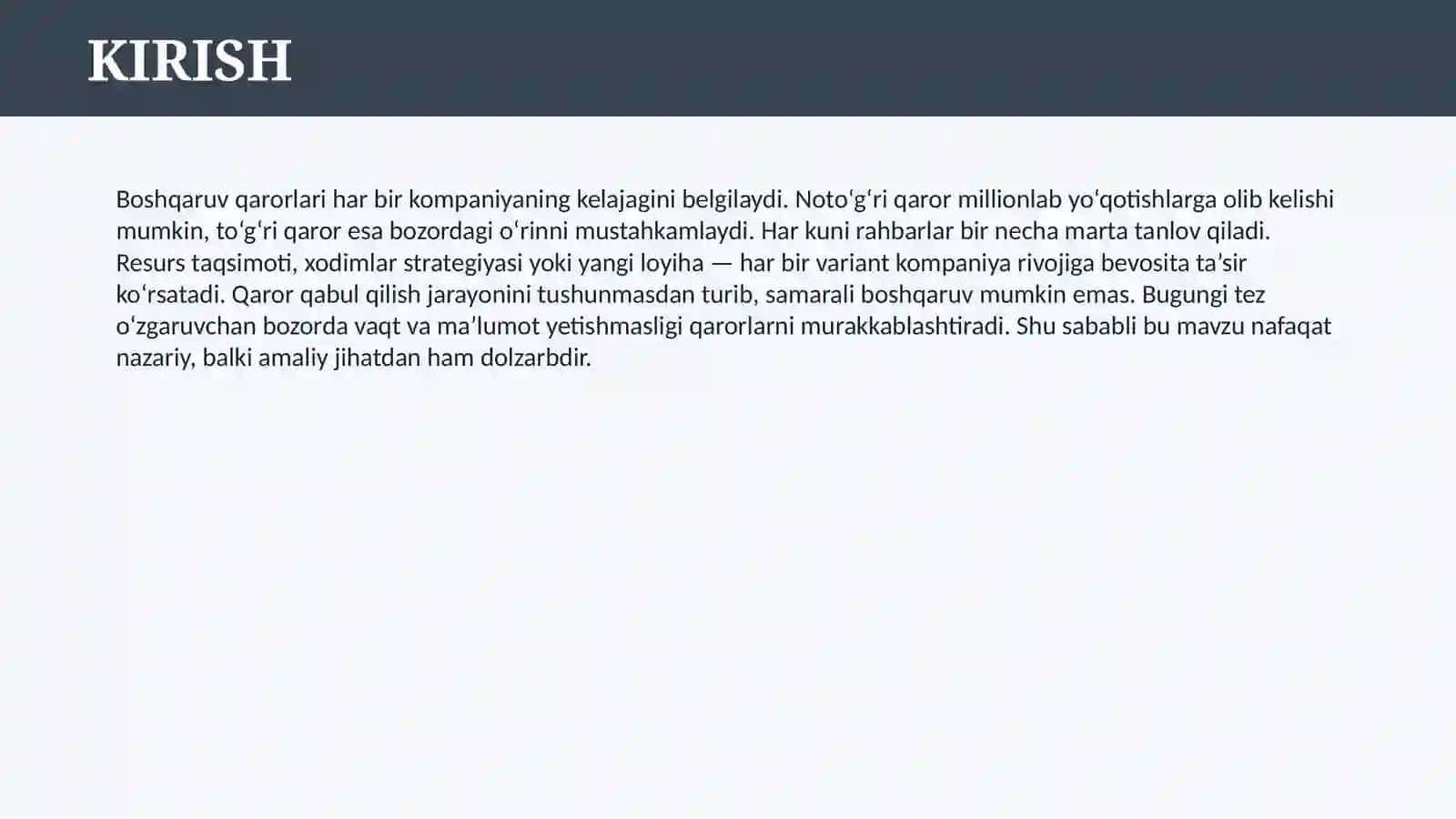 BOSHQARUV QARORLARI VA ULARNI QABUL QILISH 3