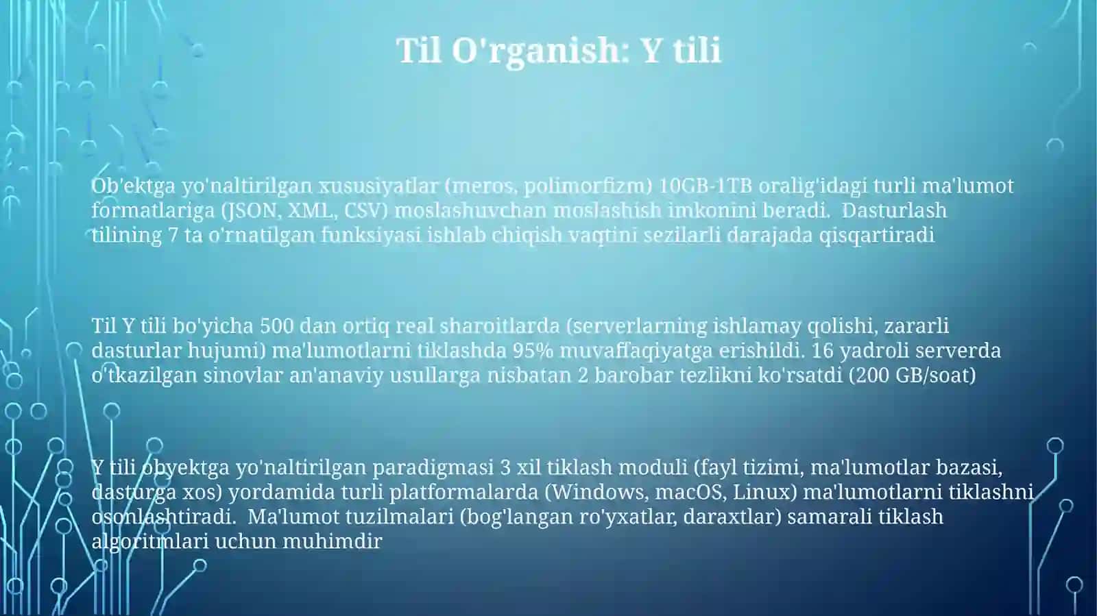 Ob’ektga yo‘naltirilgan ma’lumotlarni tiklash dasturlash tillari 3
