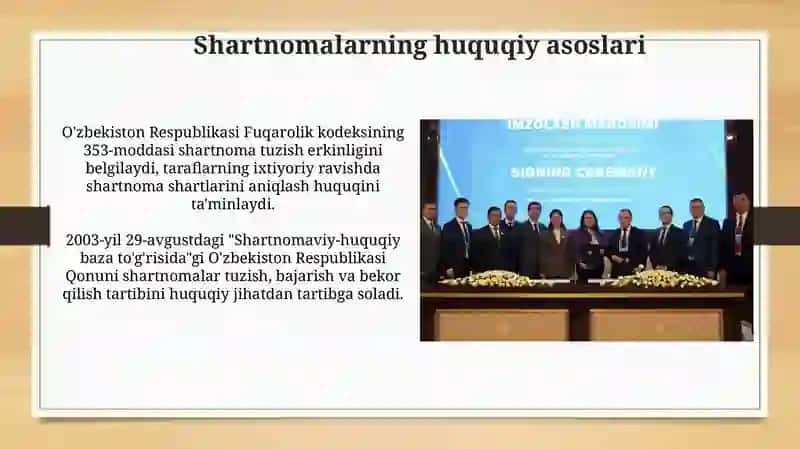 Shartnomalar va ularning o'rni O'zbekistonda 3