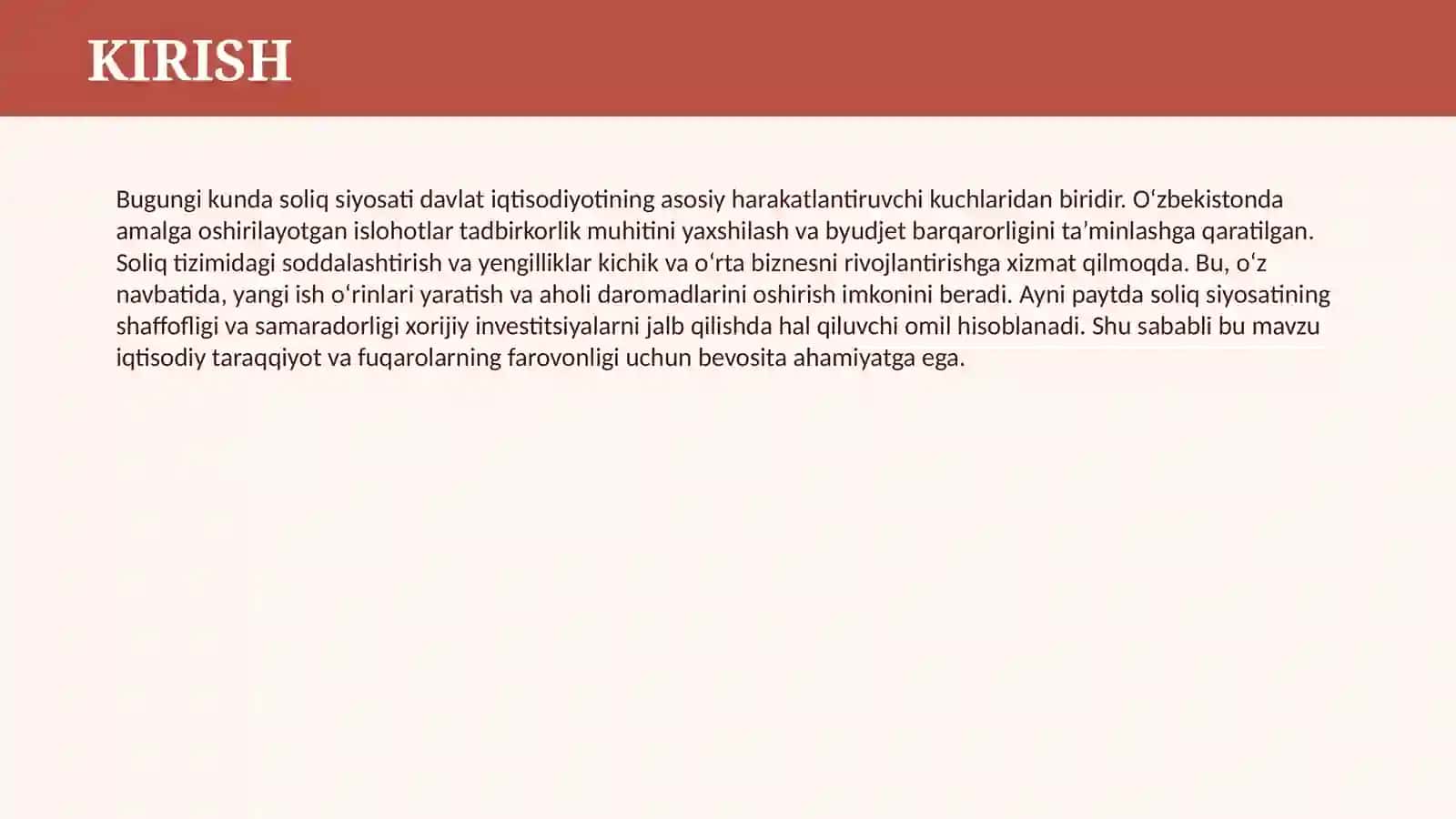 O`ZBEKISTON SOLIQ SIYOSATI 3