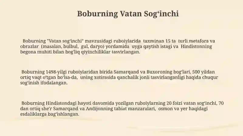 Bobur Ruboiylaridan Vatan Sogʻinchi 3