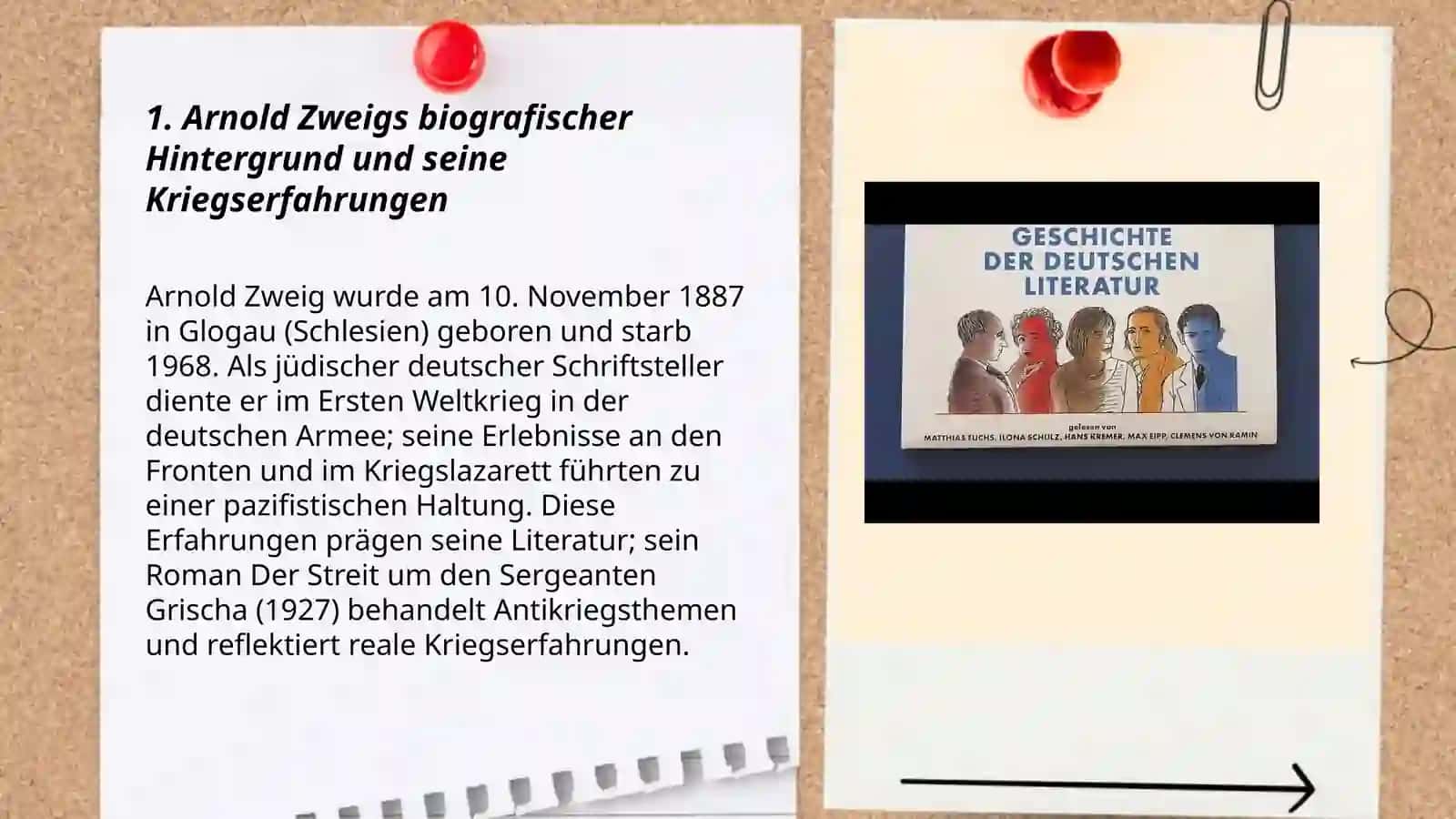Die deutsche Literatur in der Zeit des ersten Weltkriegs.Die Antikriegsthemen.A.Zweig "Der Streit um den Sergeanten Grischa" 3