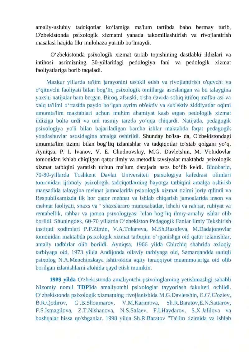 Psixologik xizmatni tashkil etishning umumi mezonlari 3