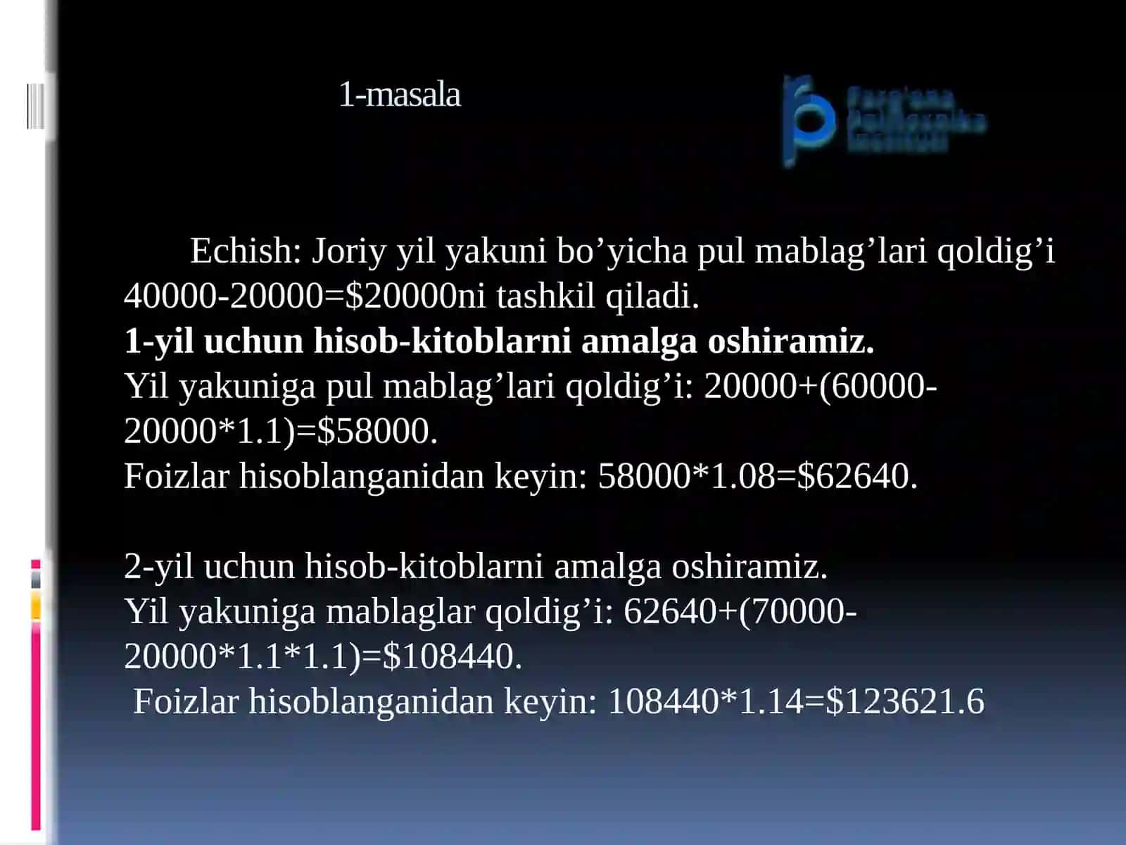 MOLIYA FANIDA MASALALAR TO’PLAMI 3
