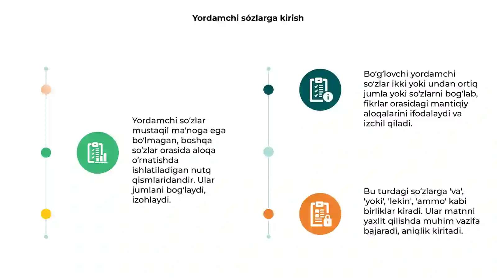 Yordamchi so'zlar. Bog'lovchi 3