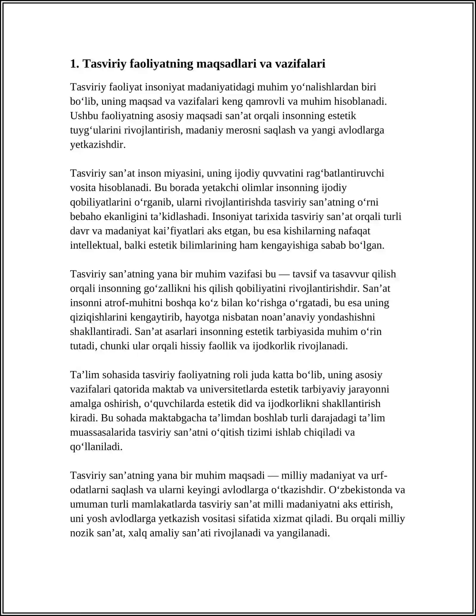 TASVIRIY FAOLIYATGA ÓRGATISHNING UMUMIY MASALALARI 3