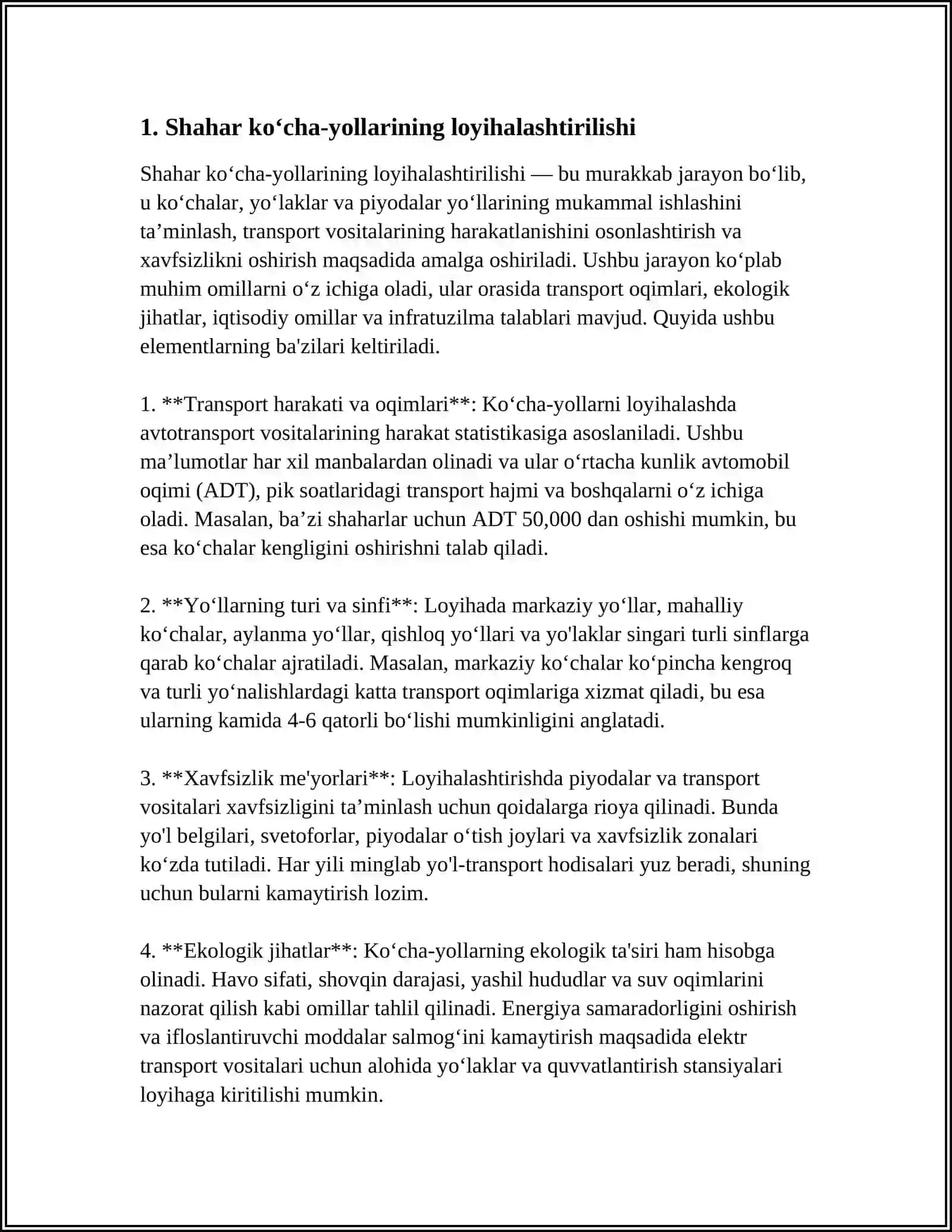 Transport infrastrukturasini loyihalash 3