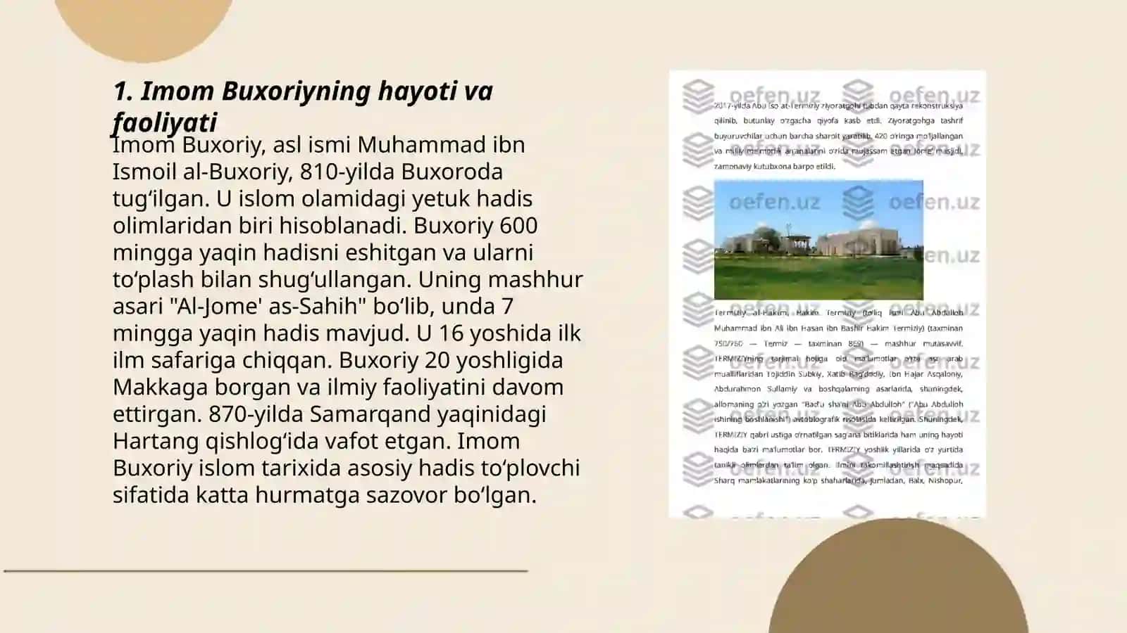 Imom Buxoriy va at termiziy haqida 3