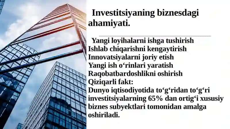Biznes da investitsiya kiritish manbalari 3