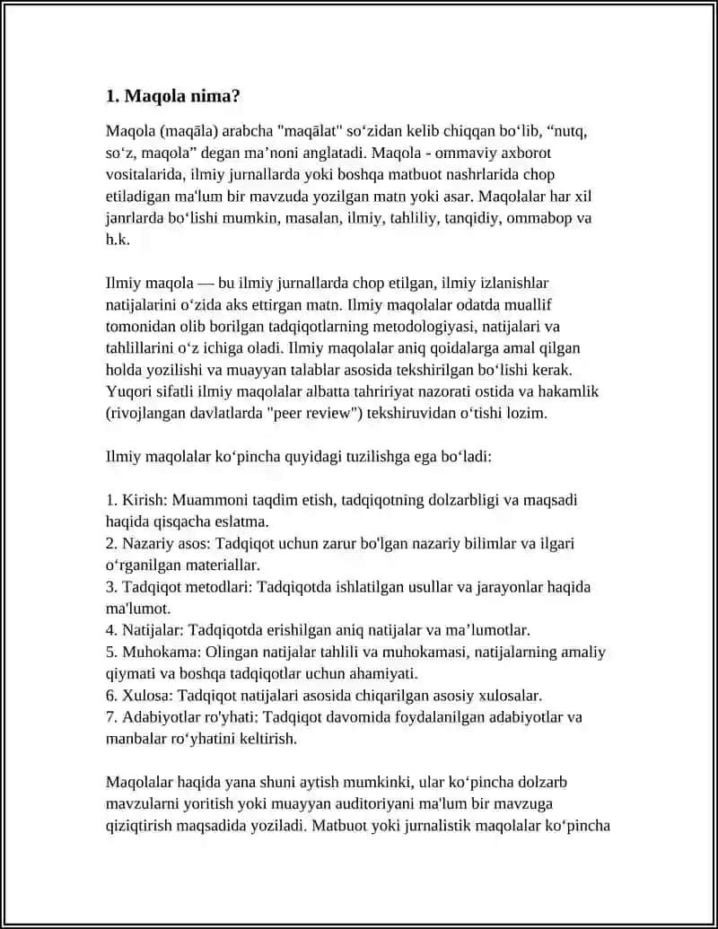 MAQOLA VA UNING TURLARI 3