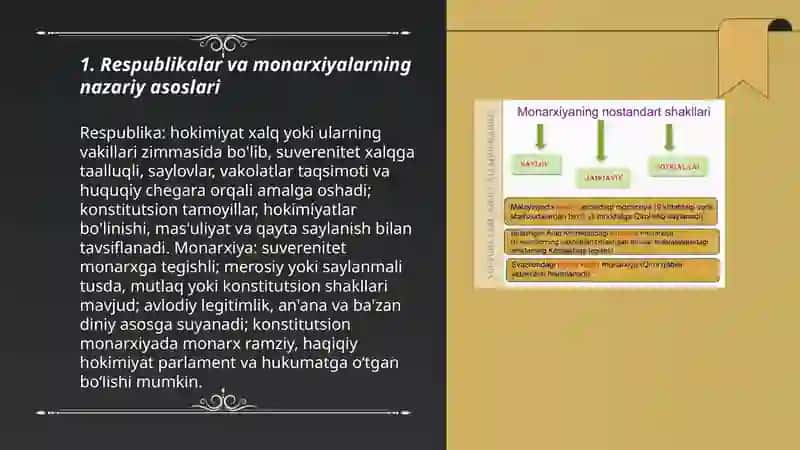 Davlatni boshqarish shakllari: respublika va monarxiya 3