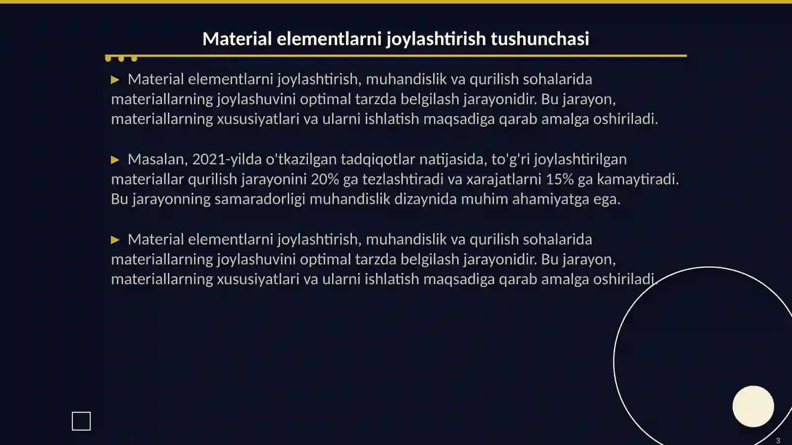 Material elementlarni joylashtirish 3