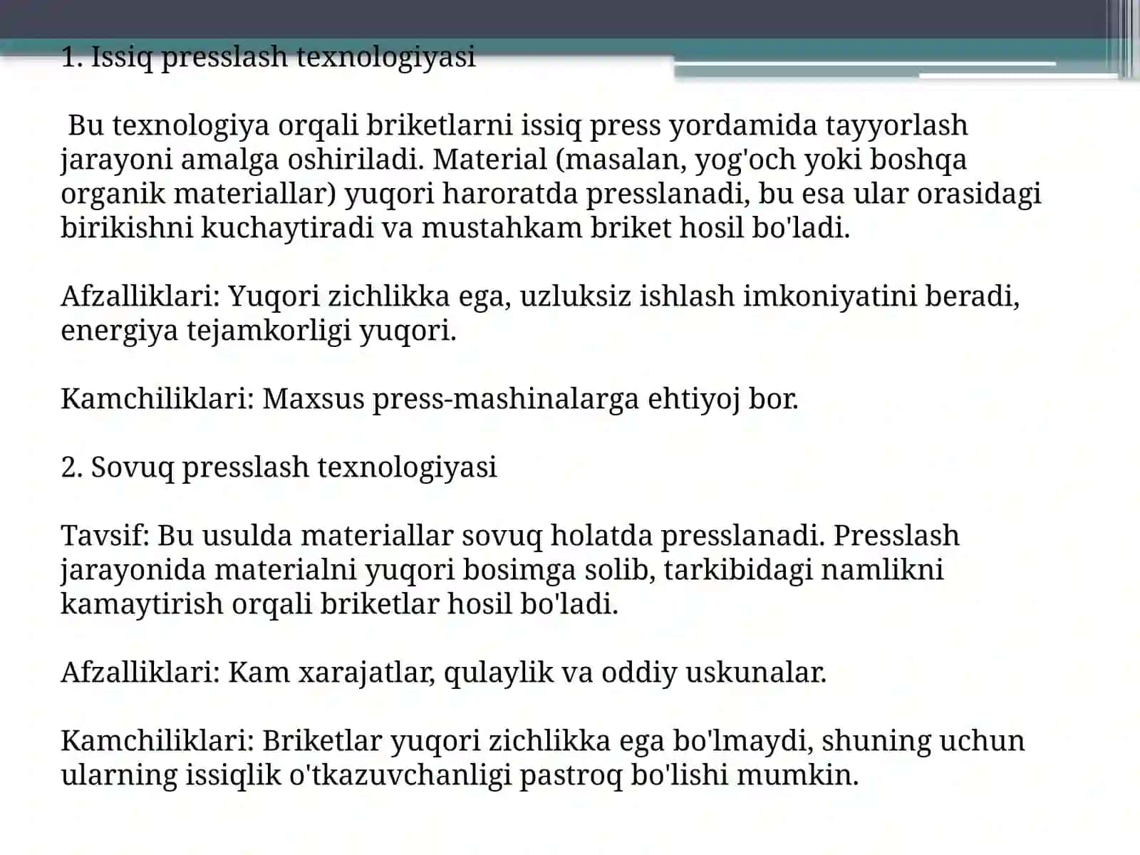 Briket olish texnalogiyasi va usullari 3