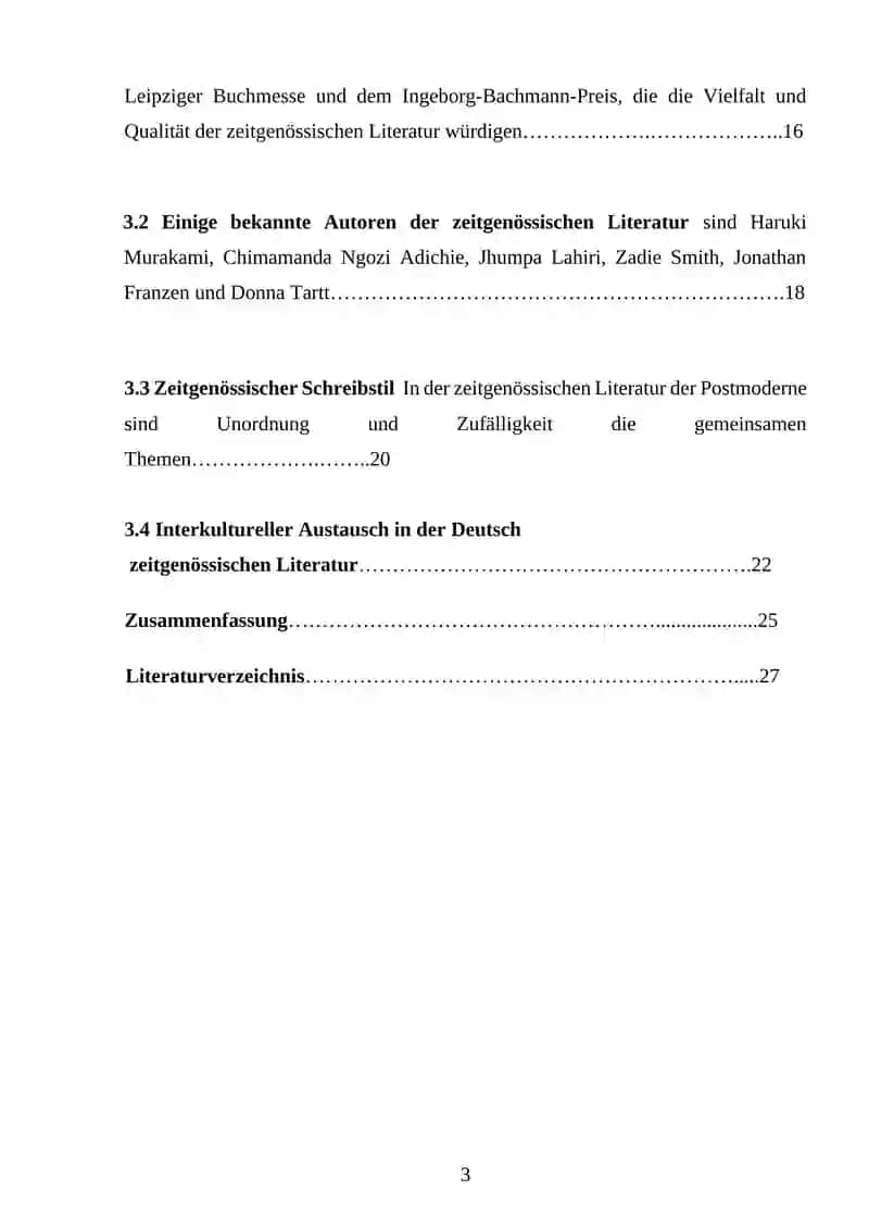 Deutsch zeitgenössische Literatur 3