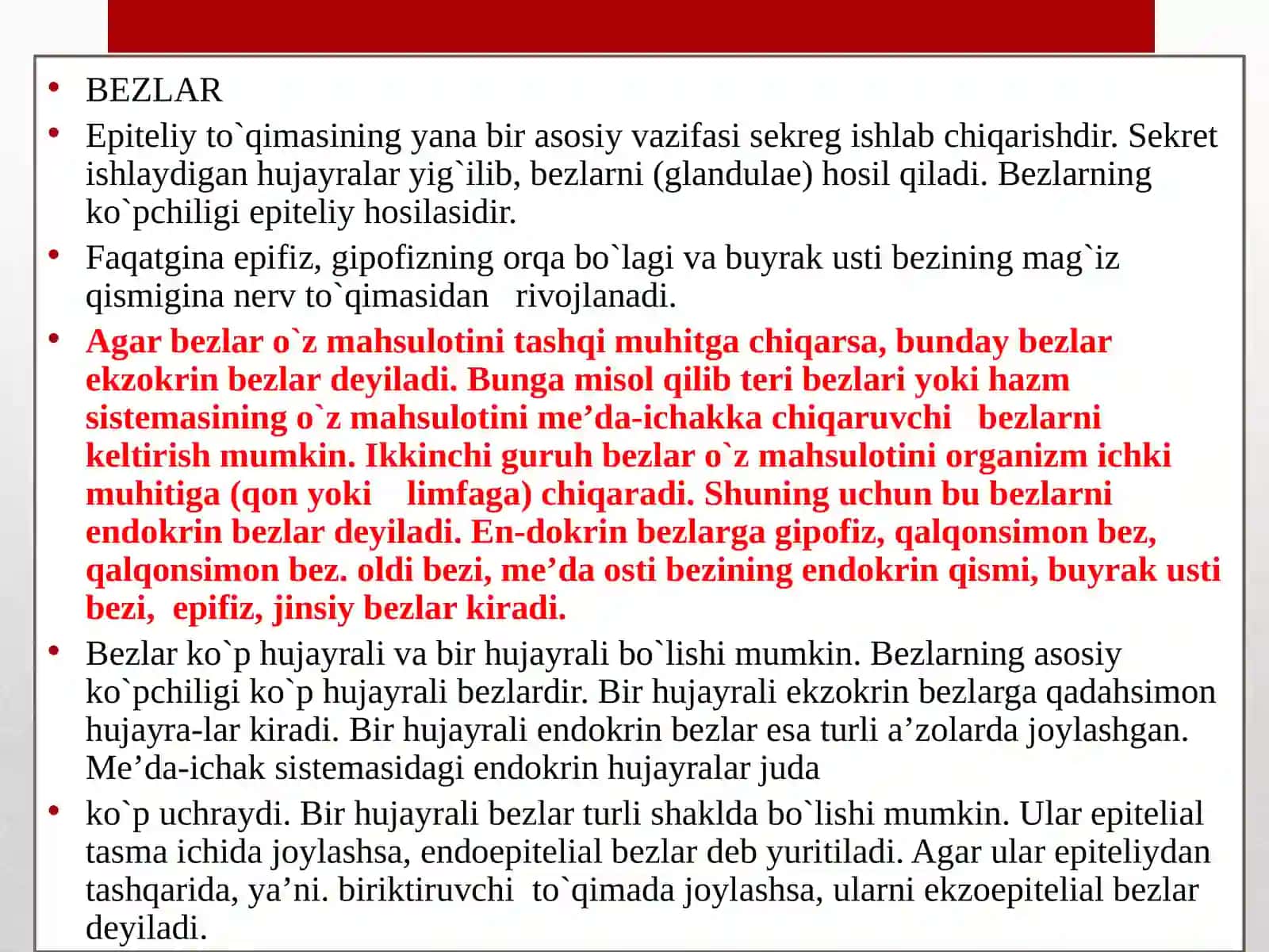 Epiteliy to'qimasi va bezli Epiteliy bezlar 3