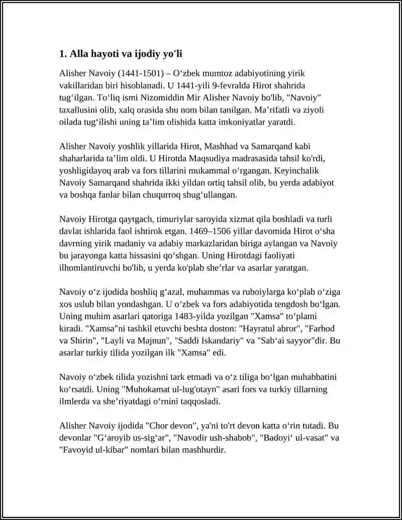 ALLA VA UNING BADIIYATLARI REFERAT 3