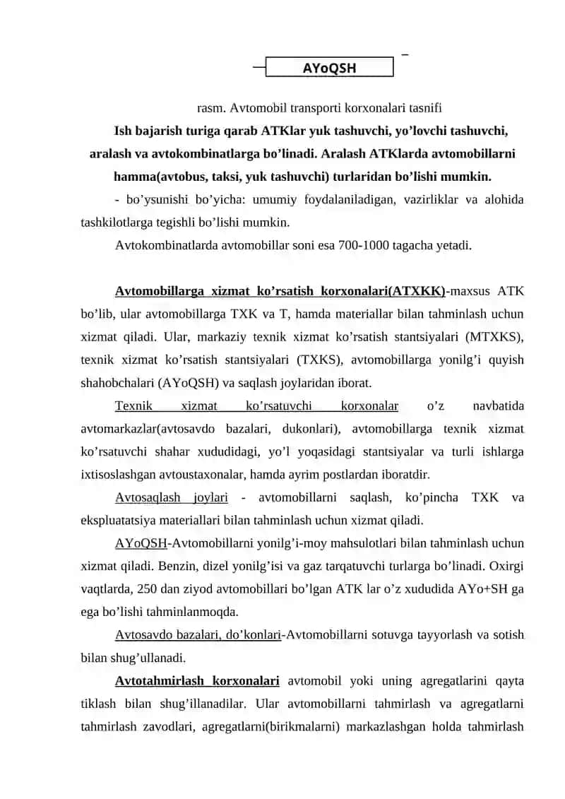 Zamonaviy avtotransport tarmog’i korxonalari tavsifi 3