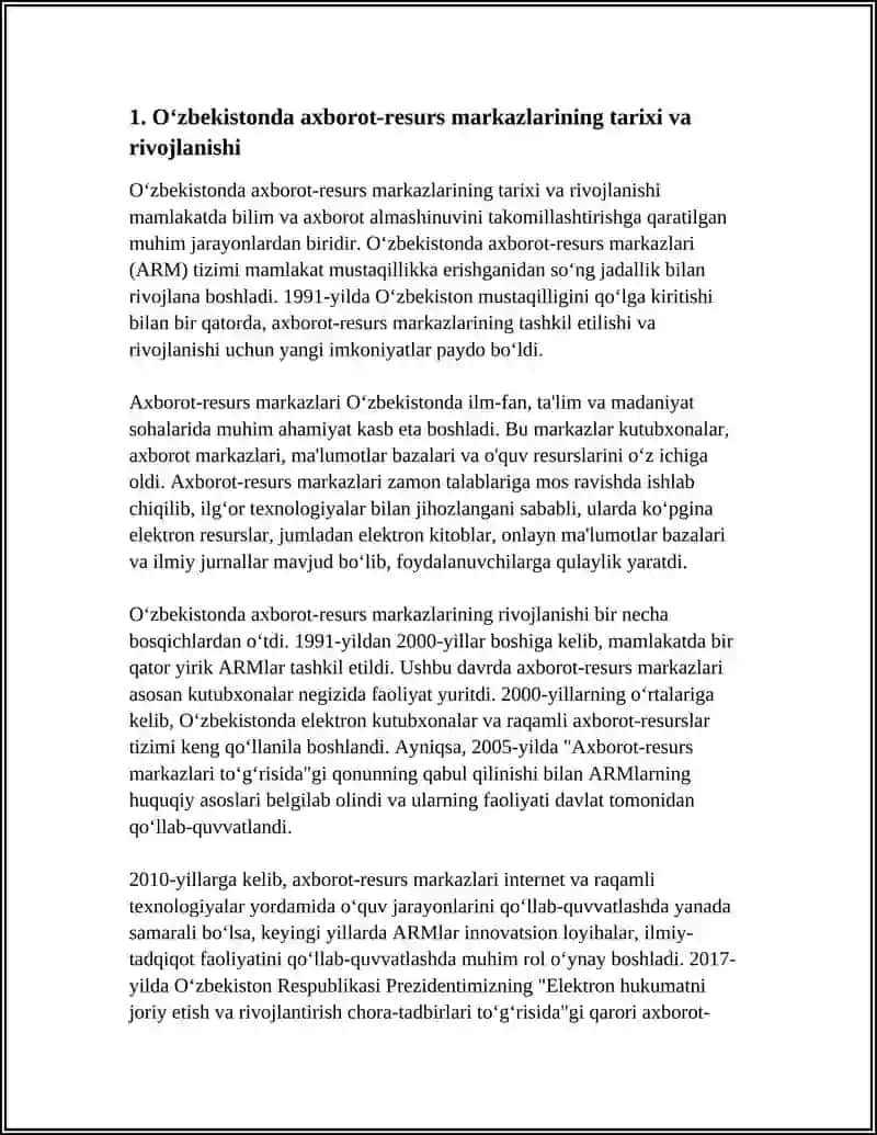 Oʻzbekistonda axborot-resurs markazlarining tarixi va rivojlanishi 3