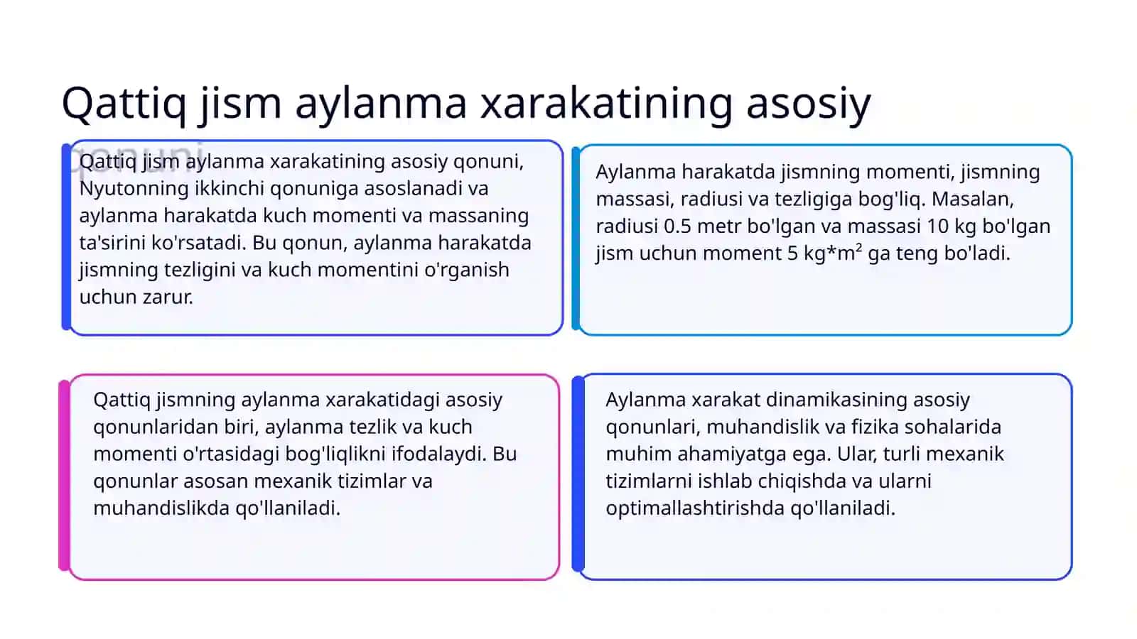 Qattiq jism aylanma xarakatining asosiy qonuni 3