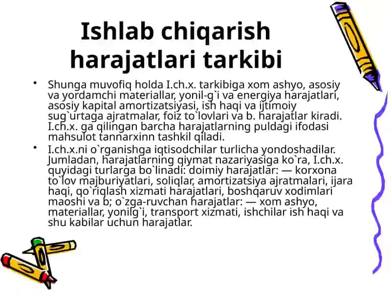 Ishlab chiqarish harajatlari 3