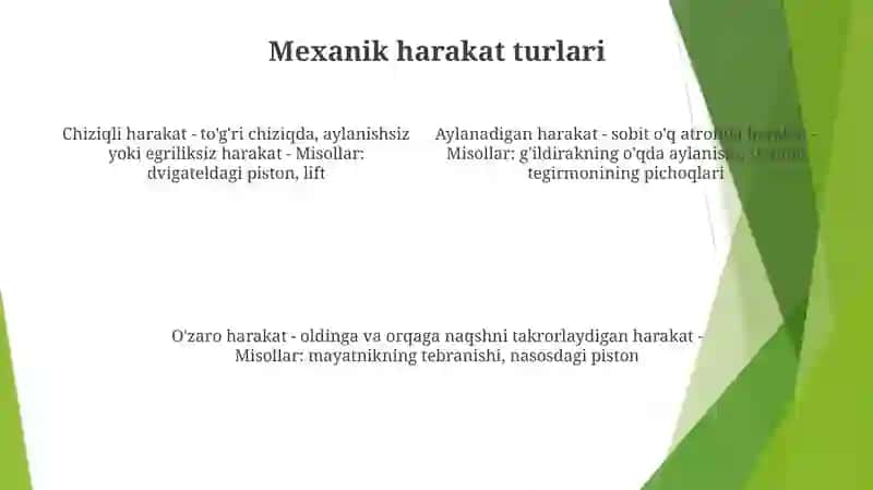 Mehanik Harakat Haqida MaʼLumotlar 3