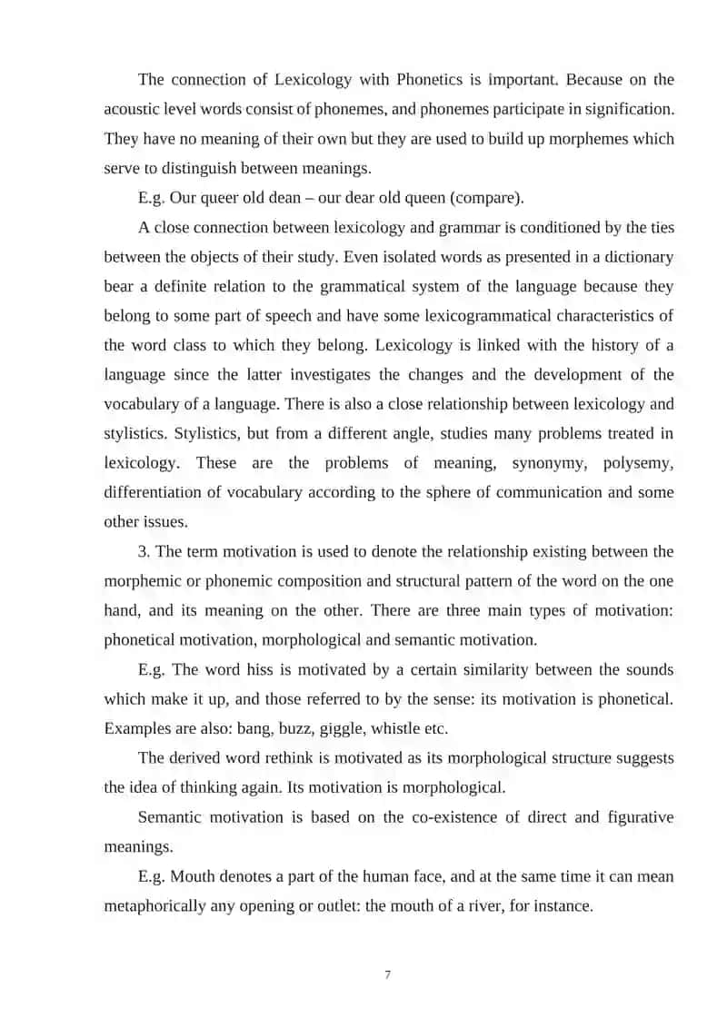 The object of Lexicology 3