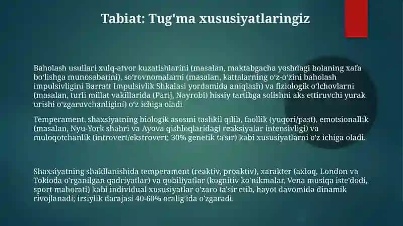 Shaxsning individual xususiyatlari 3