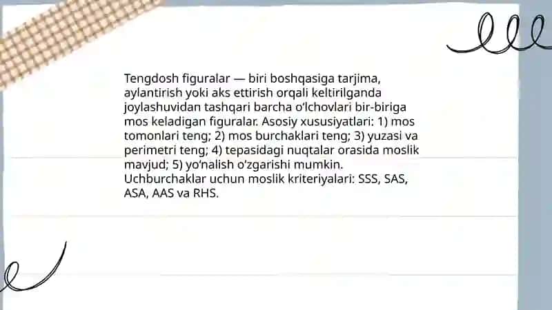 Tengdosh va teng tuzilgan figuralar haqida malumot 3