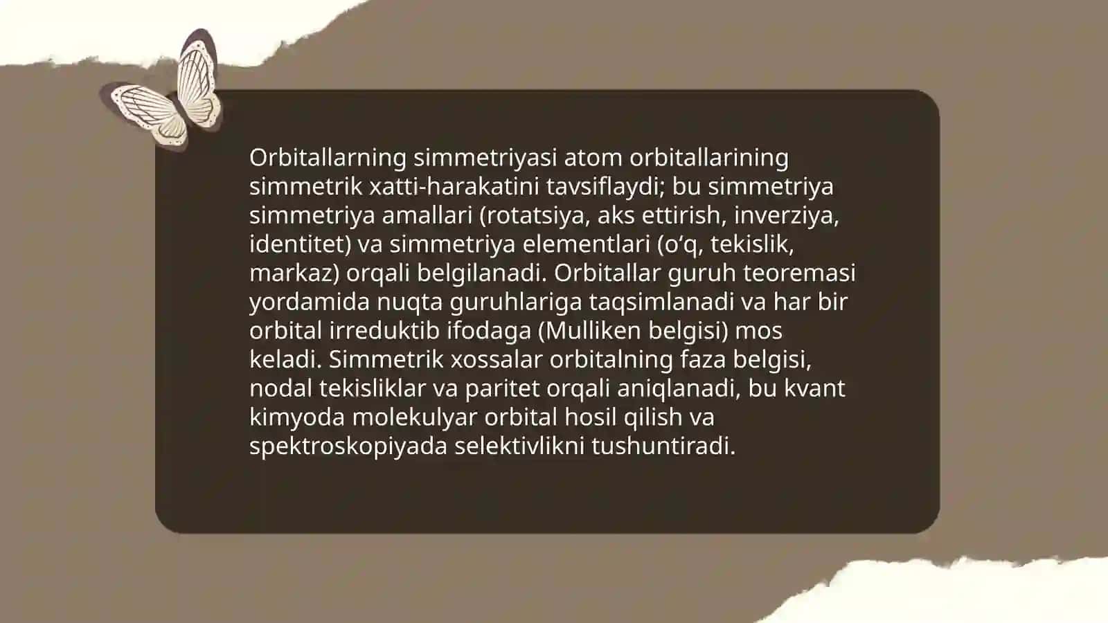 Orbitallarning smetriyasi haqida tushunchalar 3