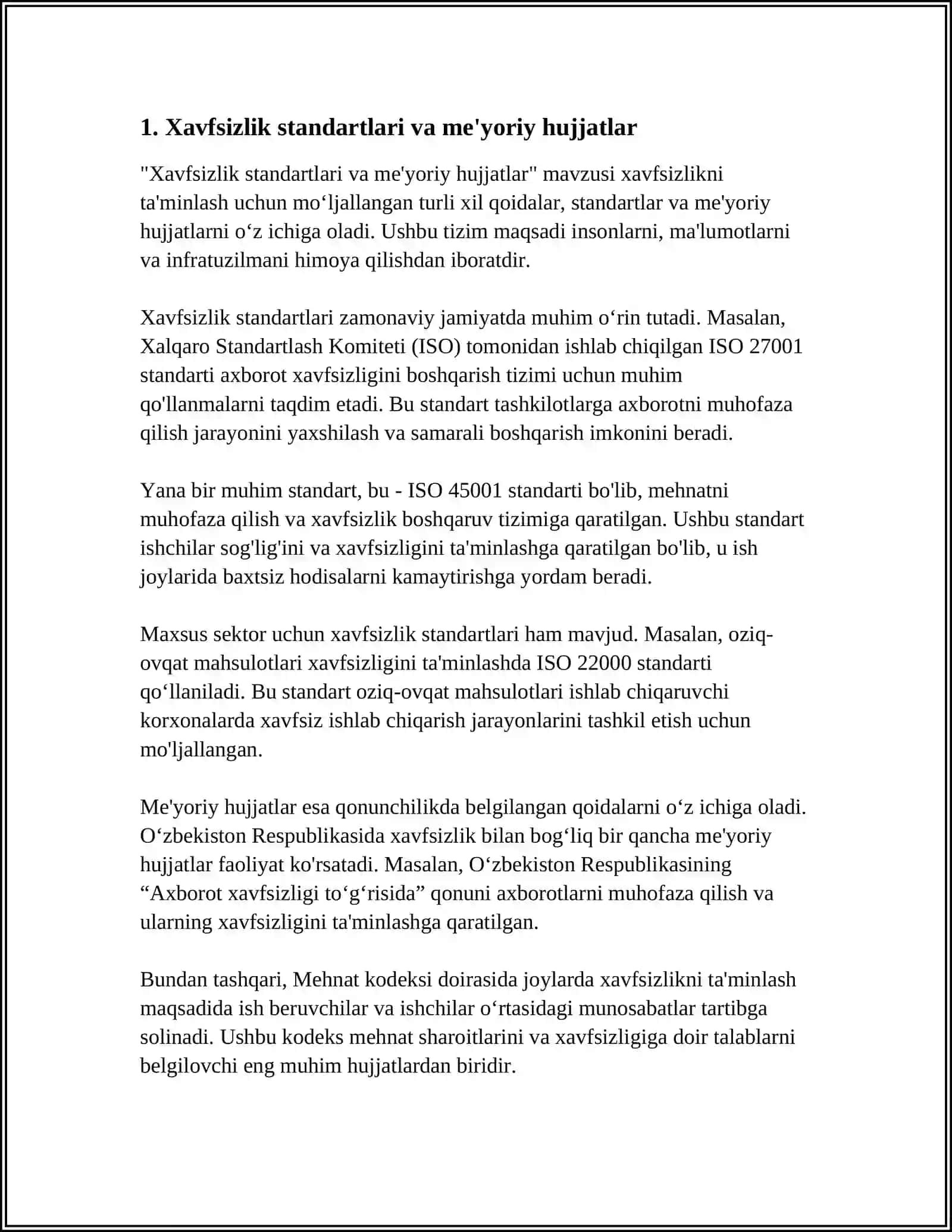 XAVFSZLIK STANDARTLARI 3