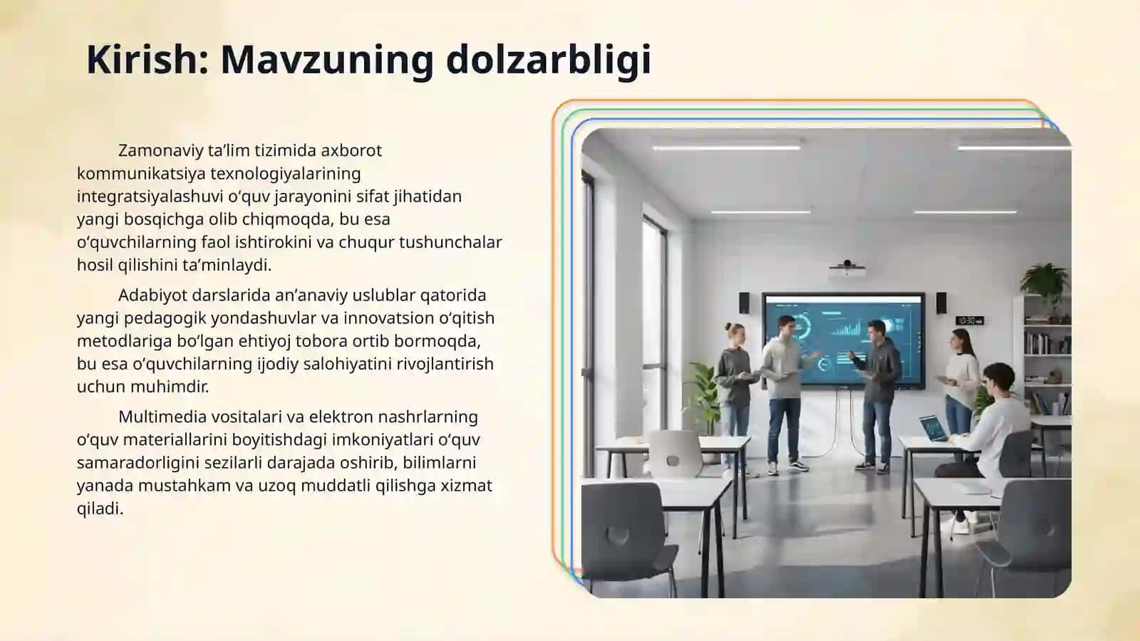 Adabiyot darslarida audio, video materiallaridan darslik va qoʻllanmalarning elektron versiyalaridan foydalanish yoʻllari 3