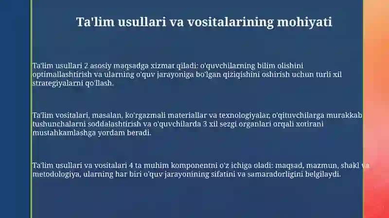 Ta'lim usullari va vositalari 3
