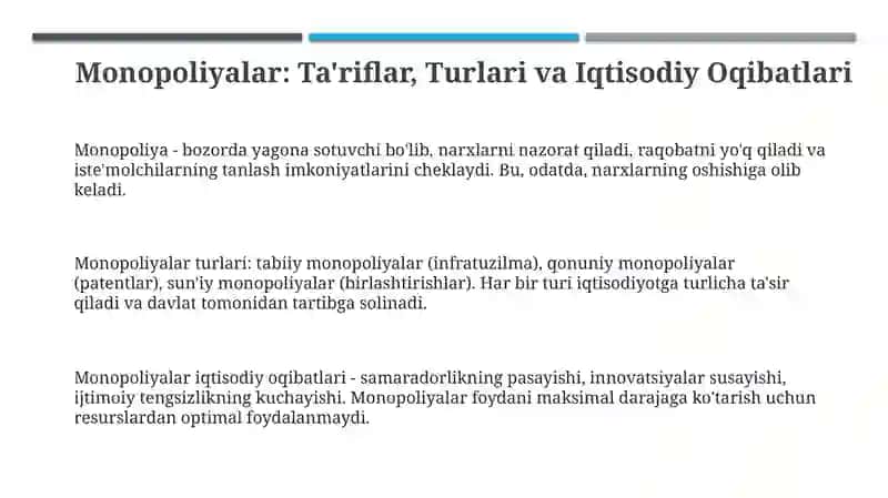 Monopoliya va davlatning monopoliyalarga qarshi qonunchiligi 3