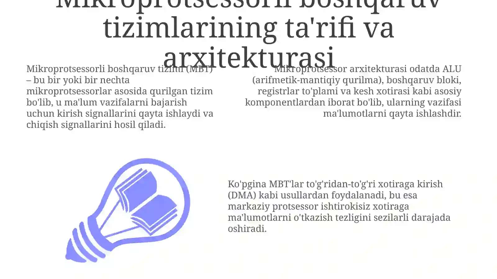Mikroprotsessorli boshqarish tizimlari,ularning tuzilishi,ishlash prinsiplari 3