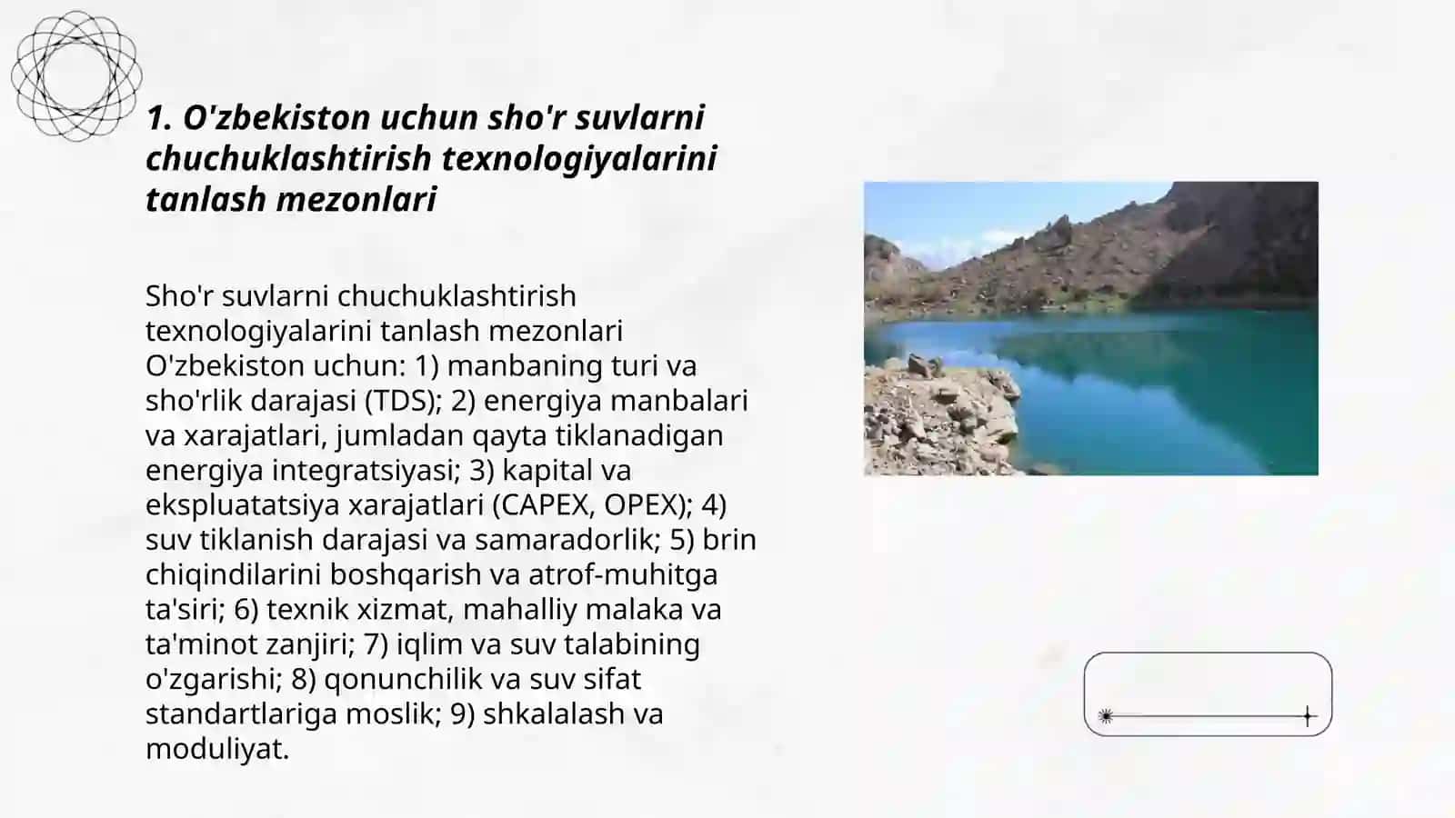 O'zbekiston sharoitida sho'r suvlarni chuchuklashtirish g'oyasini yaratish 3