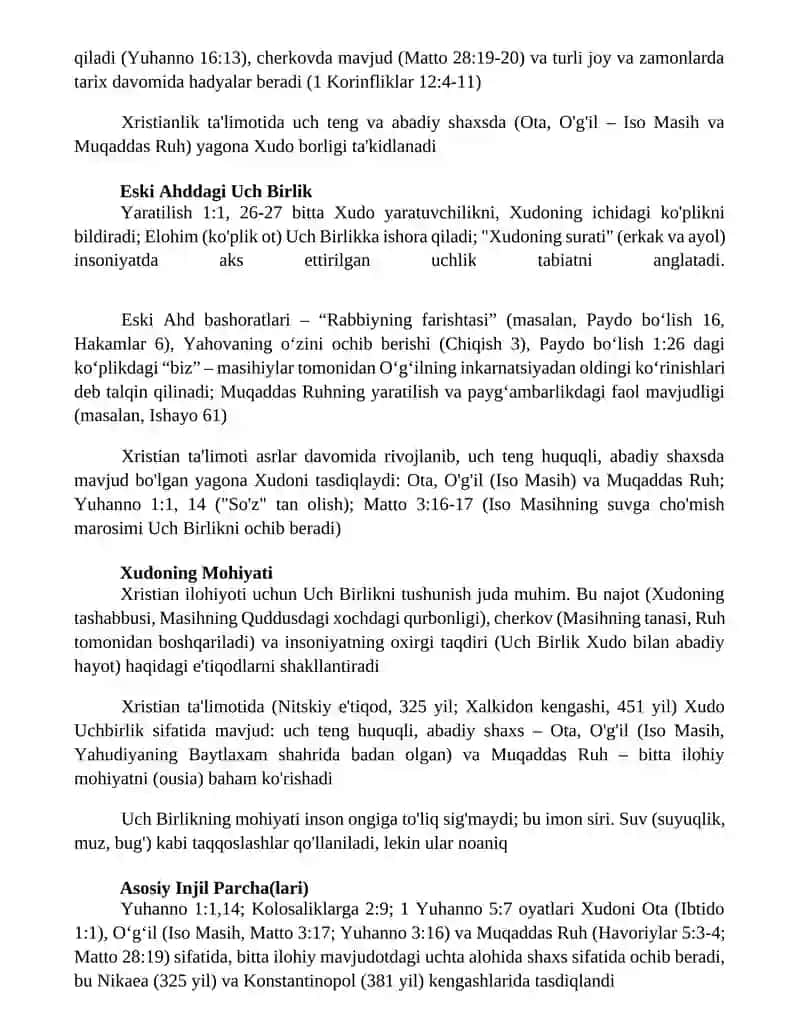Xristianlikdagi Uch Yagonalik ta'limoti 3