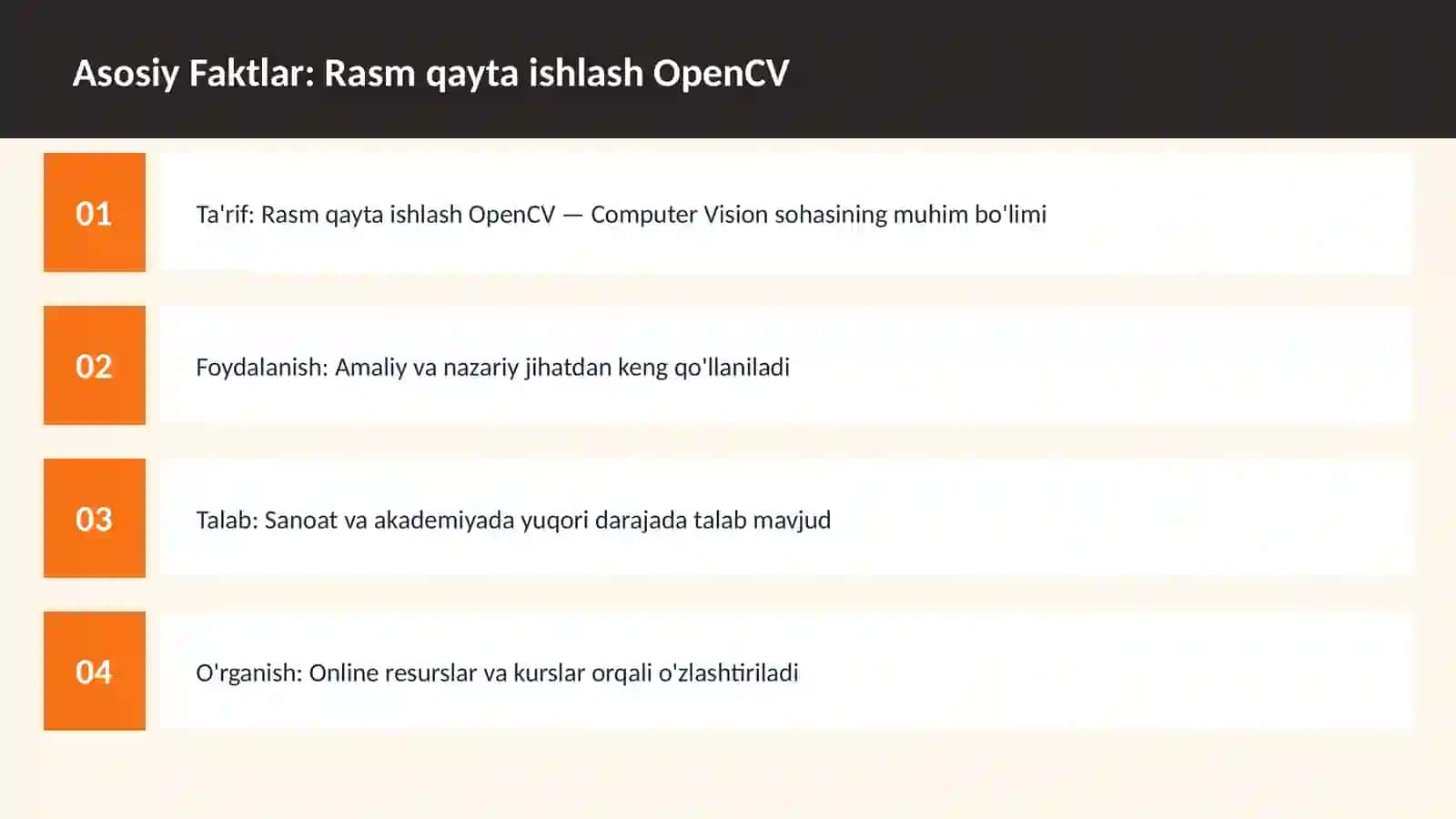 Rasm qayta ishlash OpenCV 3
