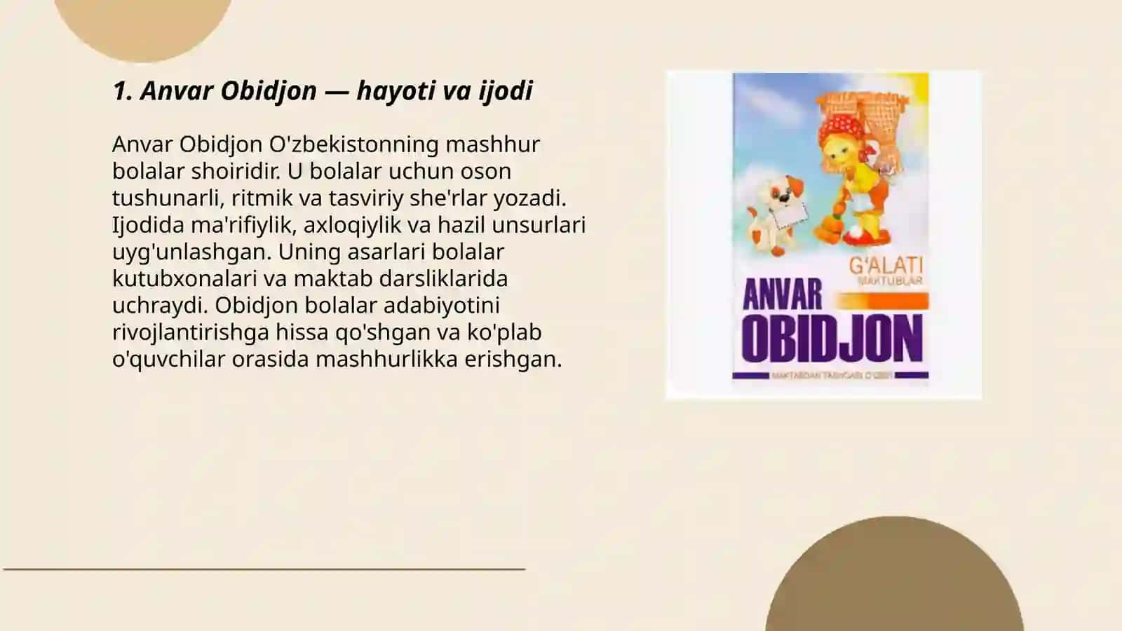 Anvar Obidjon bolalar shoiri 3