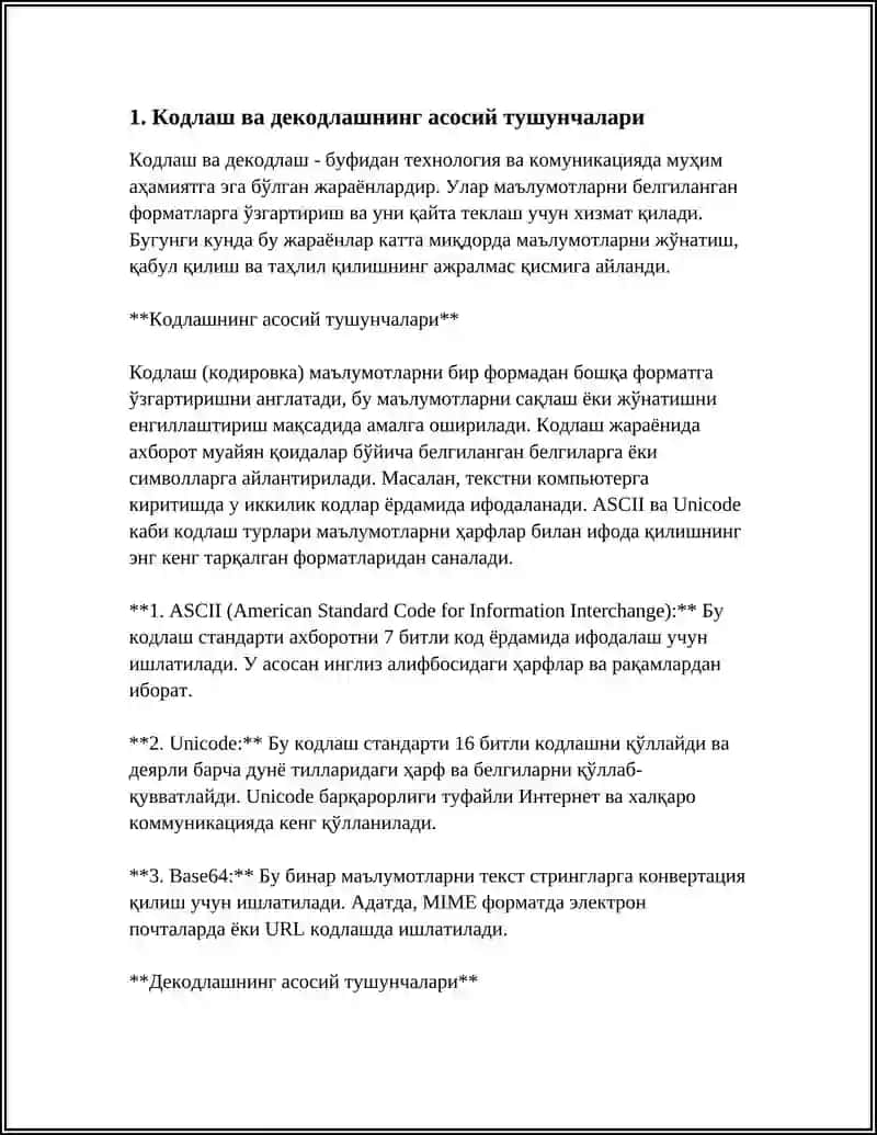 АХБОРОТЛАРНИ КОДЛАШ ВА ДЕКОДЛАШ 3