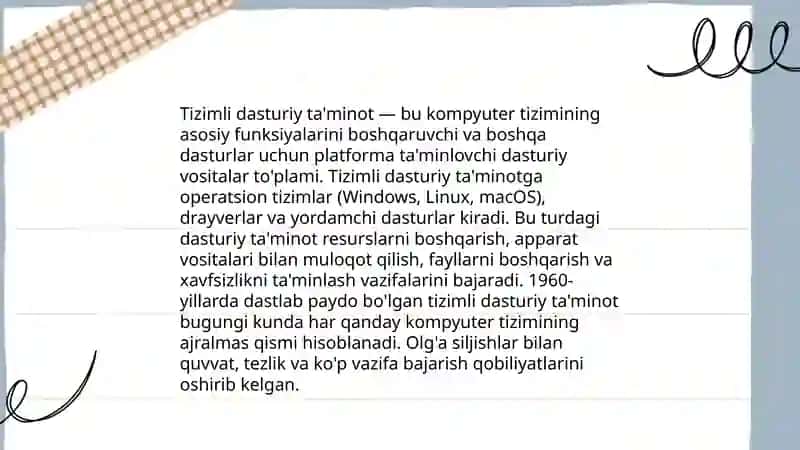 Tizimli dasturiy ta'minot. Drayverlar 3